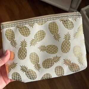Gold Pineapple Print Pouch